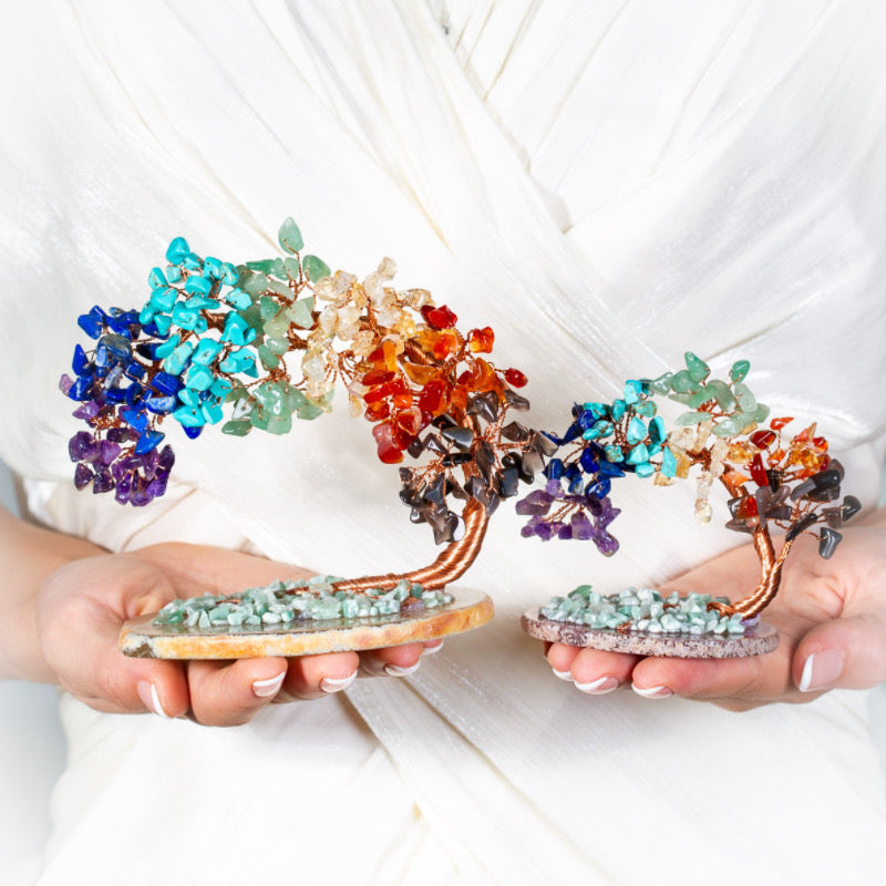 Chakra Crystal Tree Sculpture with Copper Wire & Natural Gemstones for Home Decor | Thomler