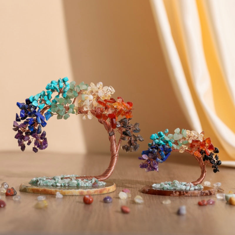 Chakra Crystal Tree Sculpture with Copper Wire & Natural Gemstones for Home Decor | Thomler