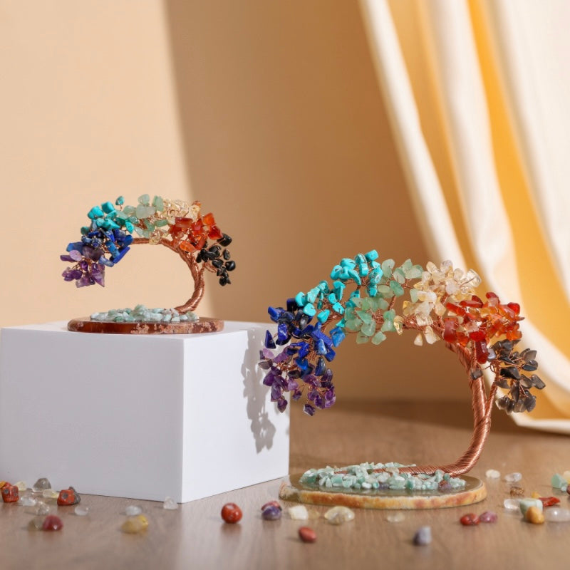 Chakra Crystal Tree Sculpture with Copper Wire & Natural Gemstones for Home Decor | Thomler