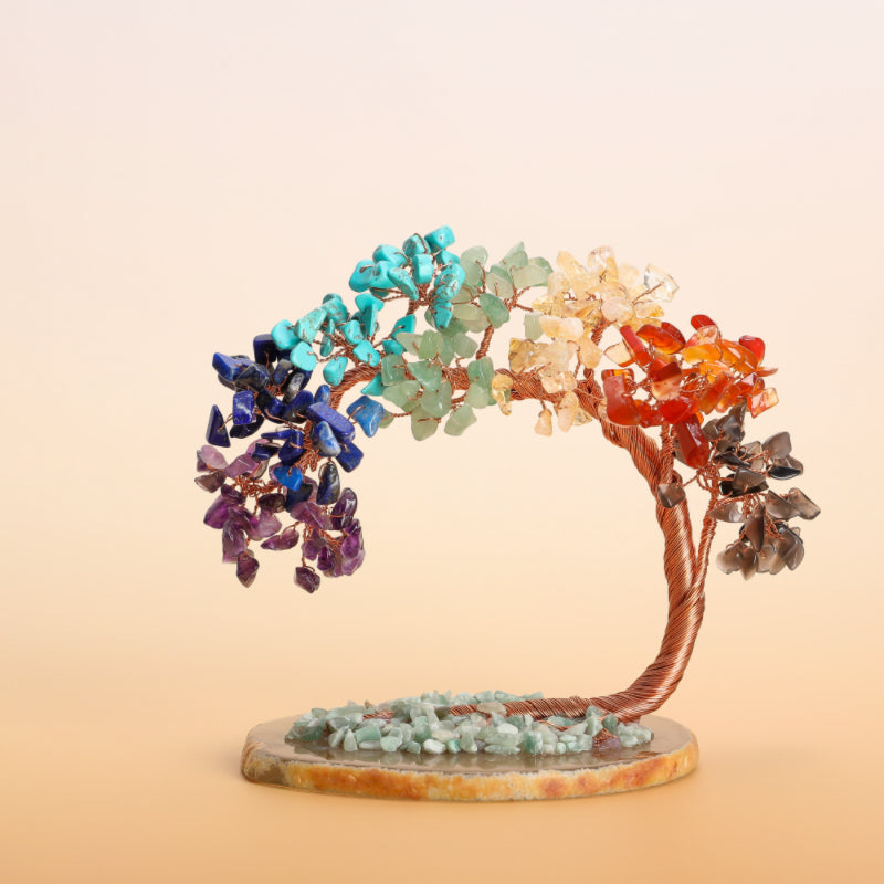 Chakra Crystal Tree Sculpture with Copper Wire & Natural Gemstones for Home Decor | Thomler
