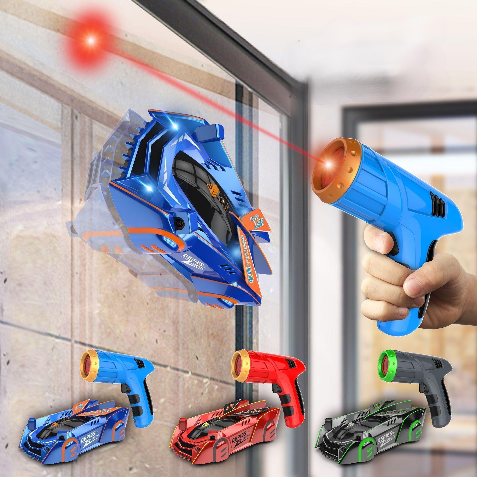 Wall-Climbing RC Car with Laser Remote – Anti-Gravity Stunt Racer for Smooth Surfaces, LED Lights, 360° Spins, Ages 3+ | Thomler