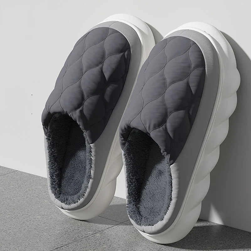 Men's Cushioned Indoor-Outdoor House Shoes with Water-Resistant Sole & Plush Lining | Thomler