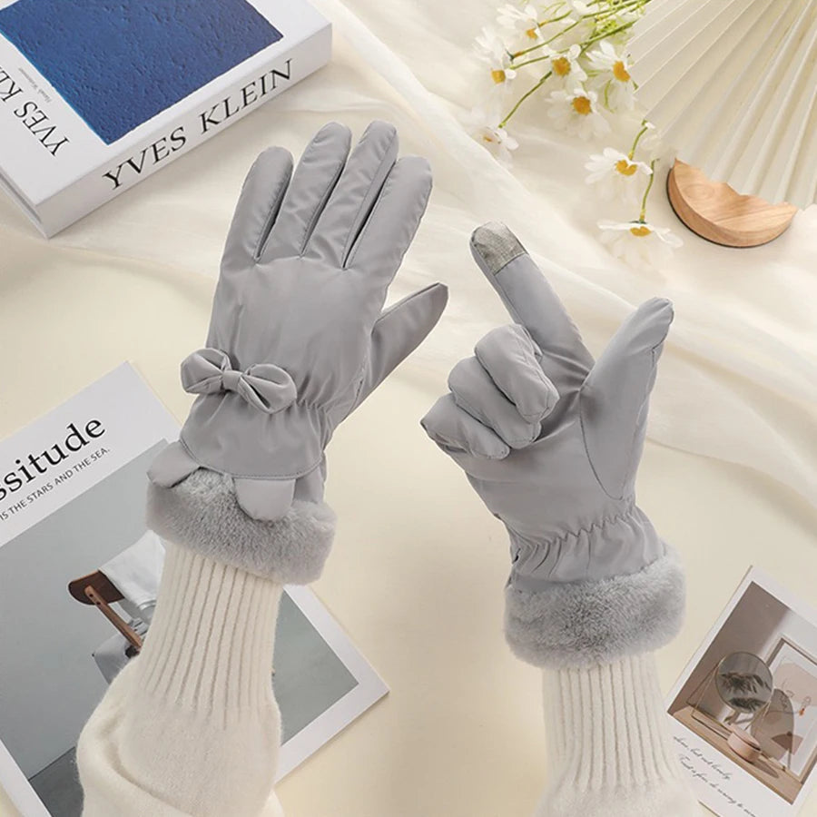Insulated Touchscreen-Compatible Gloves for Women – Waterproof & Bow Detail | Thomler