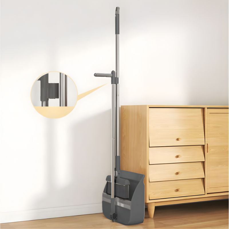 Rotating Broom and Dustpan Set with Telescoping Handle – Space-Saving Storage and Easy Floor Cleaning | Thomler