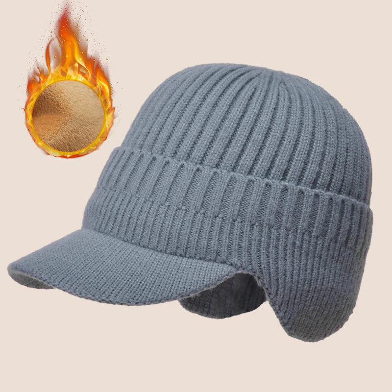 Insulated Beanie with Ear Flaps and Brim for Men – Fleece-Lined Outdoor Cap for Cold Weather | Thomler