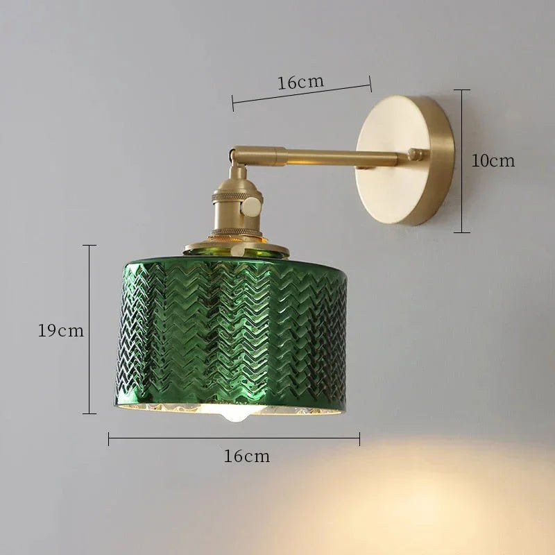 Wall Lamp Glass Shade 6.3 in Adjustable Green Bedroom Living Room Hallway Modern Scandinavian Sconce Lighting Fixture | Thomler