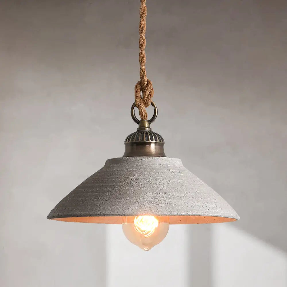 Concrete Pendant Light Fixture Gray Industrial Ceiling Lamp E26 Base Minimalist Hanging Shade for Kitchen Island Dining Room Living Room | Thomler