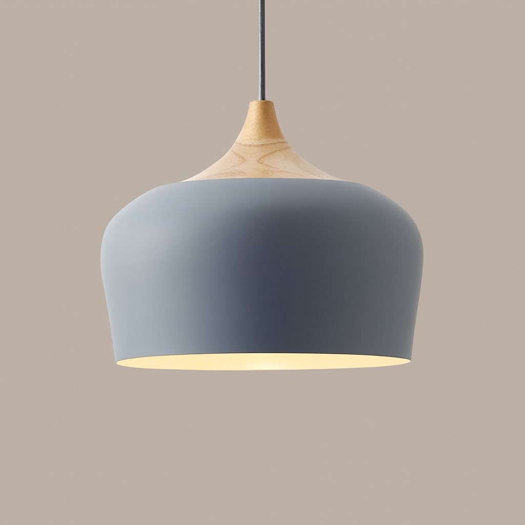 Pendant Light Aluminium Wood 35.0 cm Pastel Dining Room Kitchen Island Hanging Ceiling Lamp E27 Retro Dome Globe | Thomler