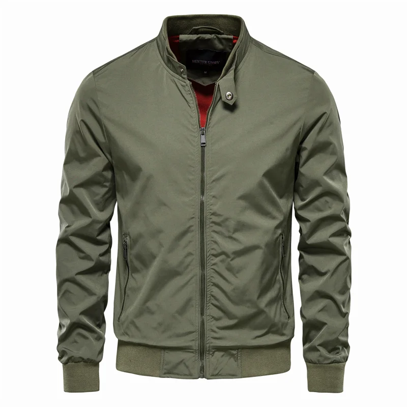 Lightweight Bomber Jacket for Men – Summer Sport Coat with Ribbed Collar & Glossy Finish for Casual Everyday Wear | Thomler