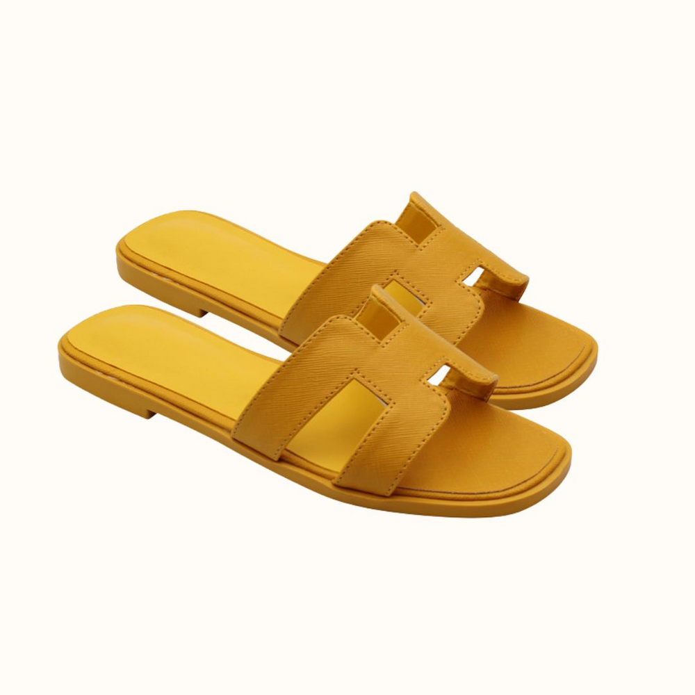 Women's Slip-On Sandals Flat Synthetic Leather Slide Slippers White Black Brown Pink Gold for Summer Beach Casual Everyday | Thomler
