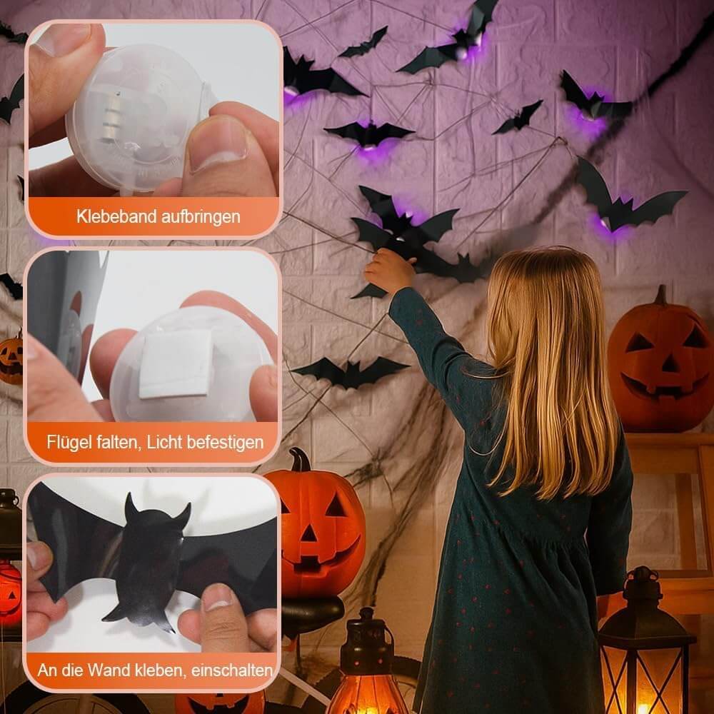 Glowing Halloween Figures – 104-Piece Flying Creatures & Spirits Wall Display Kit for Spooky Home Decorating, 3D Adhesive Décor with | Thomler