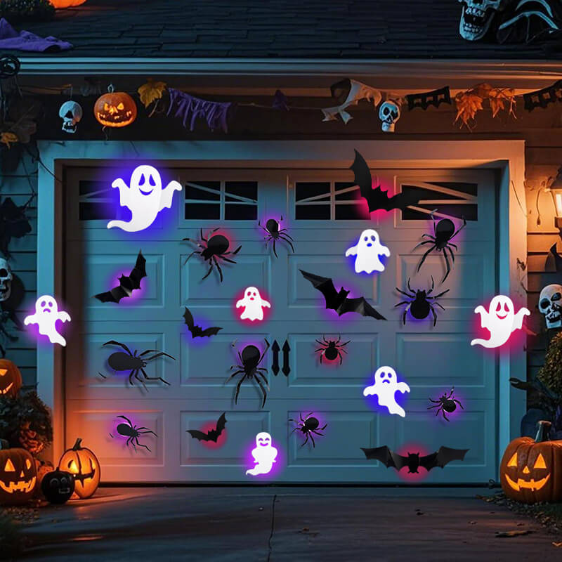 Glowing Halloween Figures – 104-Piece Flying Creatures & Spirits Wall Display Kit for Spooky Home Decorating, 3D Adhesive Décor with | Thomler