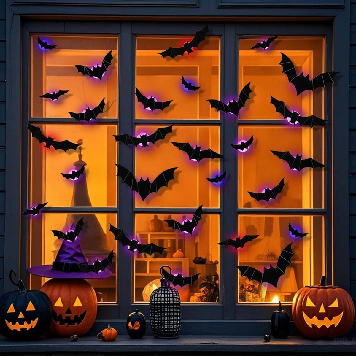 Glowing Halloween Figures – 104-Piece Flying Creatures & Spirits Wall Display Kit for Spooky Home Decorating, 3D Adhesive Décor with | Thomler