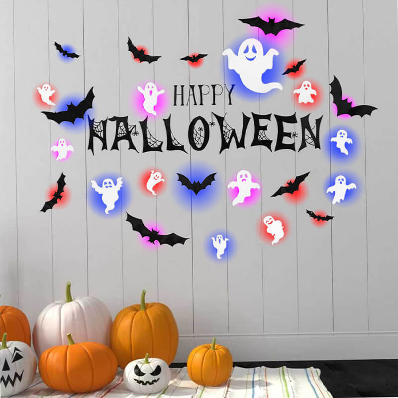 Glowing Halloween Figures – 104-Piece Flying Creatures & Spirits Wall Display Kit for Spooky Home Decorating, 3D Adhesive Décor with | Thomler