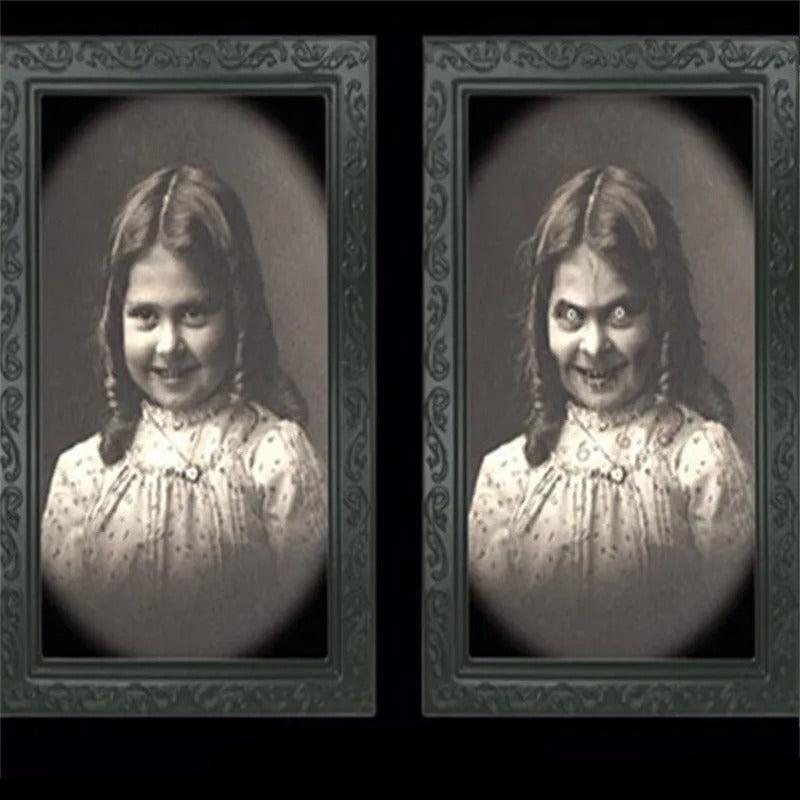 Lenticular Horror Portrait with Shifting Image – Animated Scary Wall Art for Haunted Home Display | Thomler
