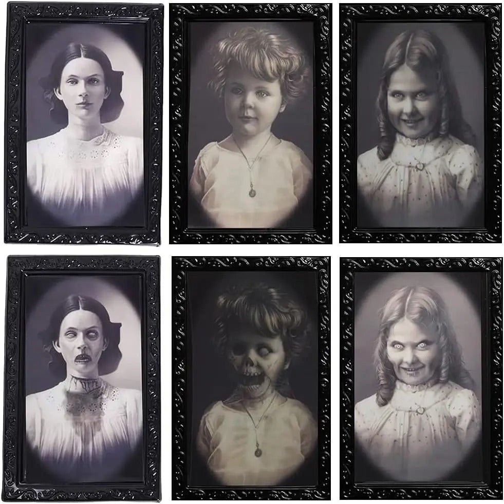 Lenticular Horror Portrait with Shifting Image – Animated Scary Wall Art for Haunted Home Display | Thomler