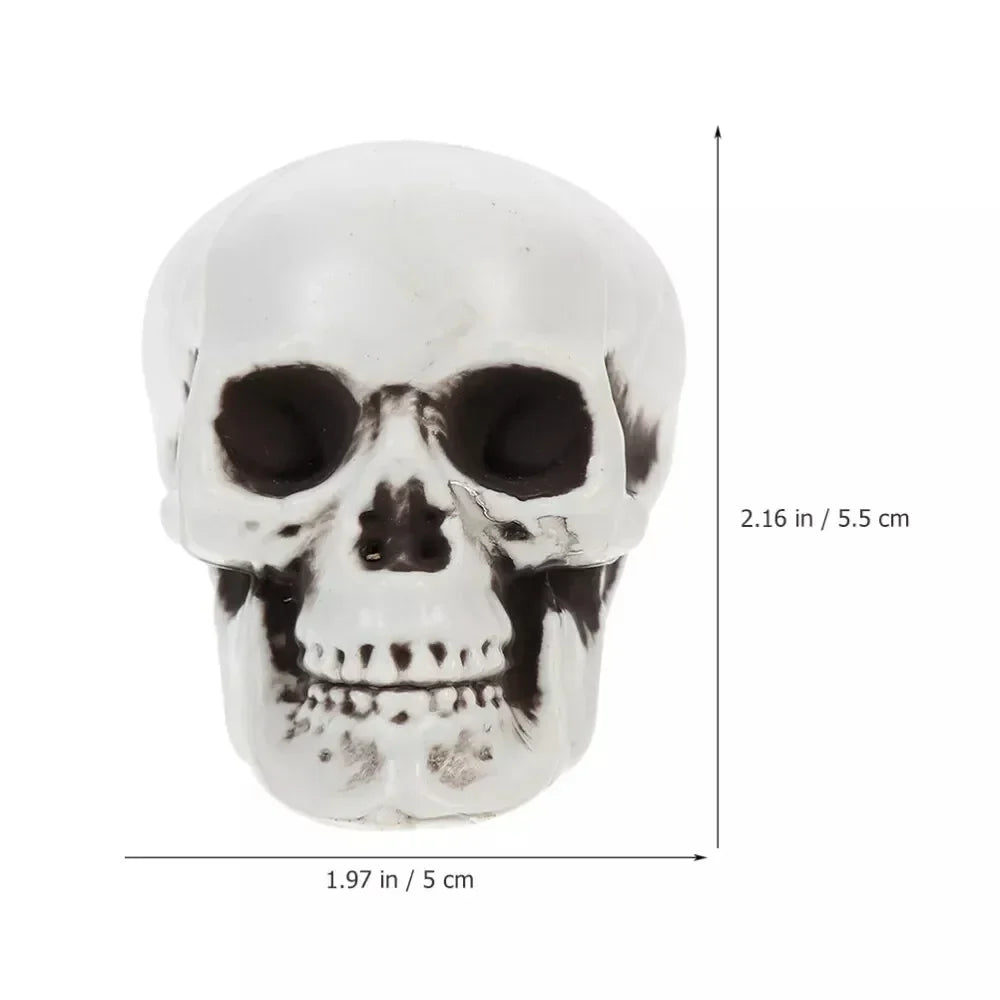 Set of 10 Miniature Bone-White Skull Figurines for Halloween Tables, Mantels & Party Centerpieces | Thomler