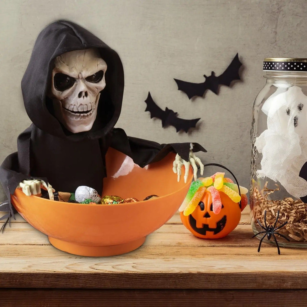 Motion-Activated Animated Treat Dispenser for Spooky Season Displays – Interactive Centerpiece with Lights & Sound | Thomler