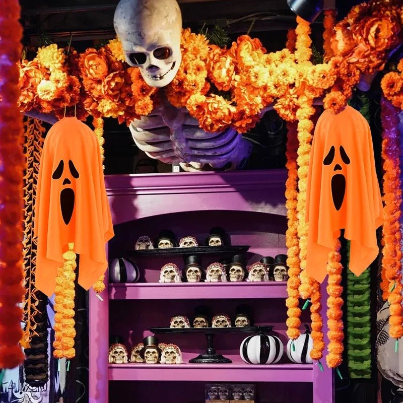 LED Lighted Ghost Windsock Decoration – Outdoor Hanging Halloween Figure with Glowing Eyes for Yard Display | Thomler
