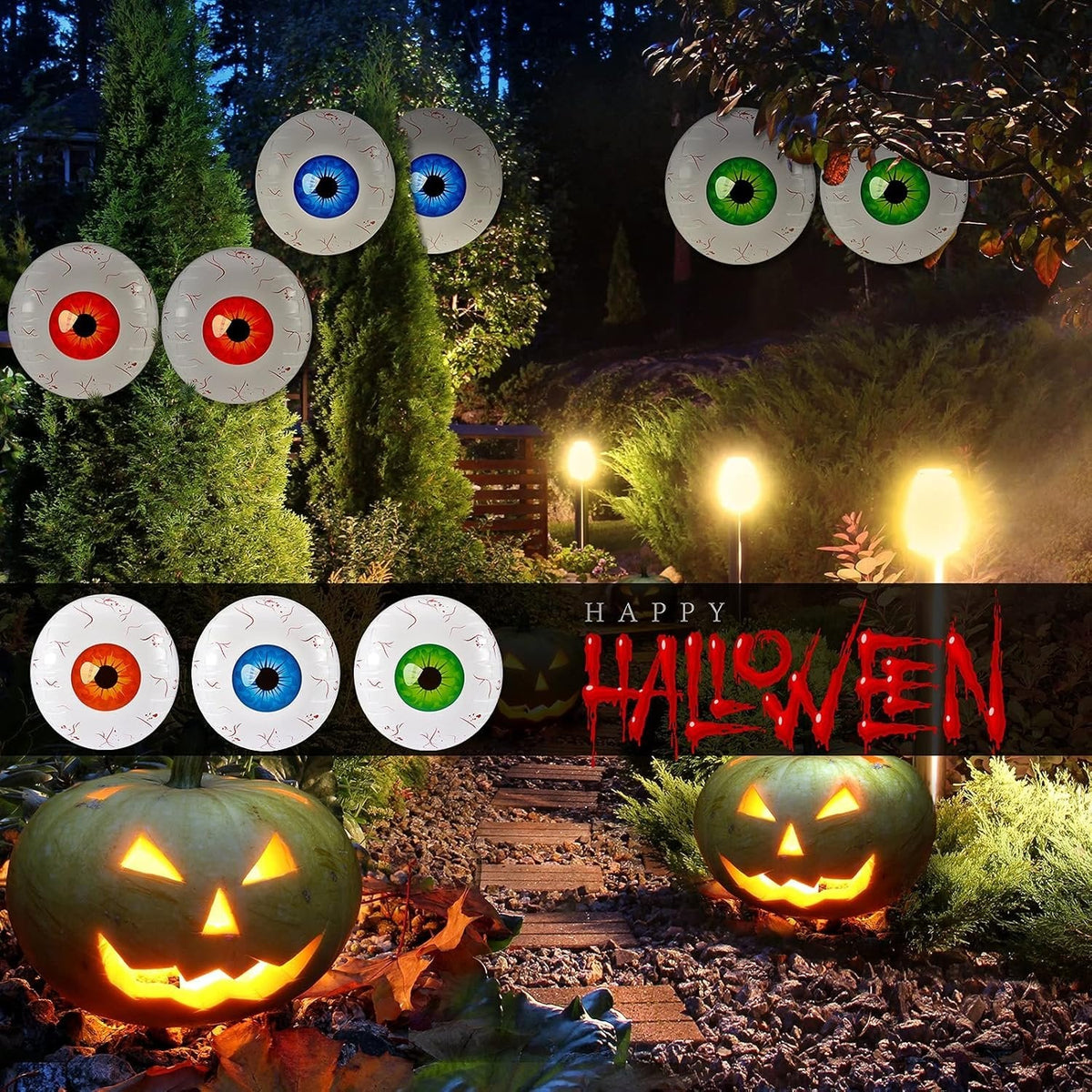 6-Pack Floating Eye Inflatables for October Festivities – Bright-Color Décor Balloons for Home & Yard | Thomler