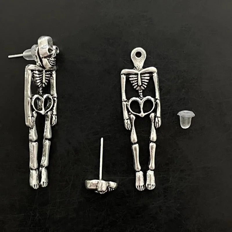 Bone-Style Drop Earrings with Removable Cranium Charm for Spooky Costume Parties & Alternative Fashion | Thomler