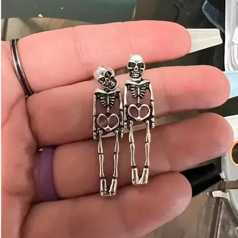 Bone-Style Drop Earrings with Removable Cranium Charm for Spooky Costume Parties & Alternative Fashion | Thomler