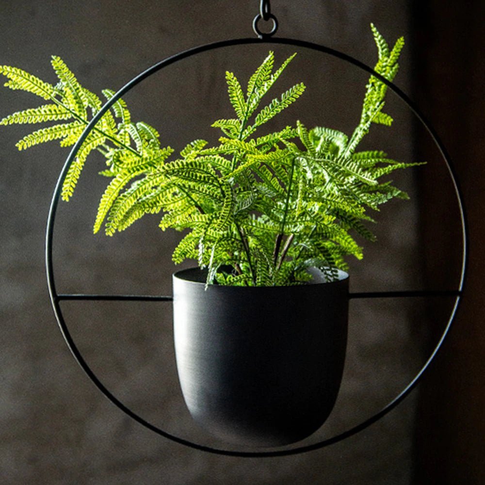 Hanging Plant Pot Iron 8 in Indoor Outdoor Modern Decor Floating Style Minimalist Planter | Thomler