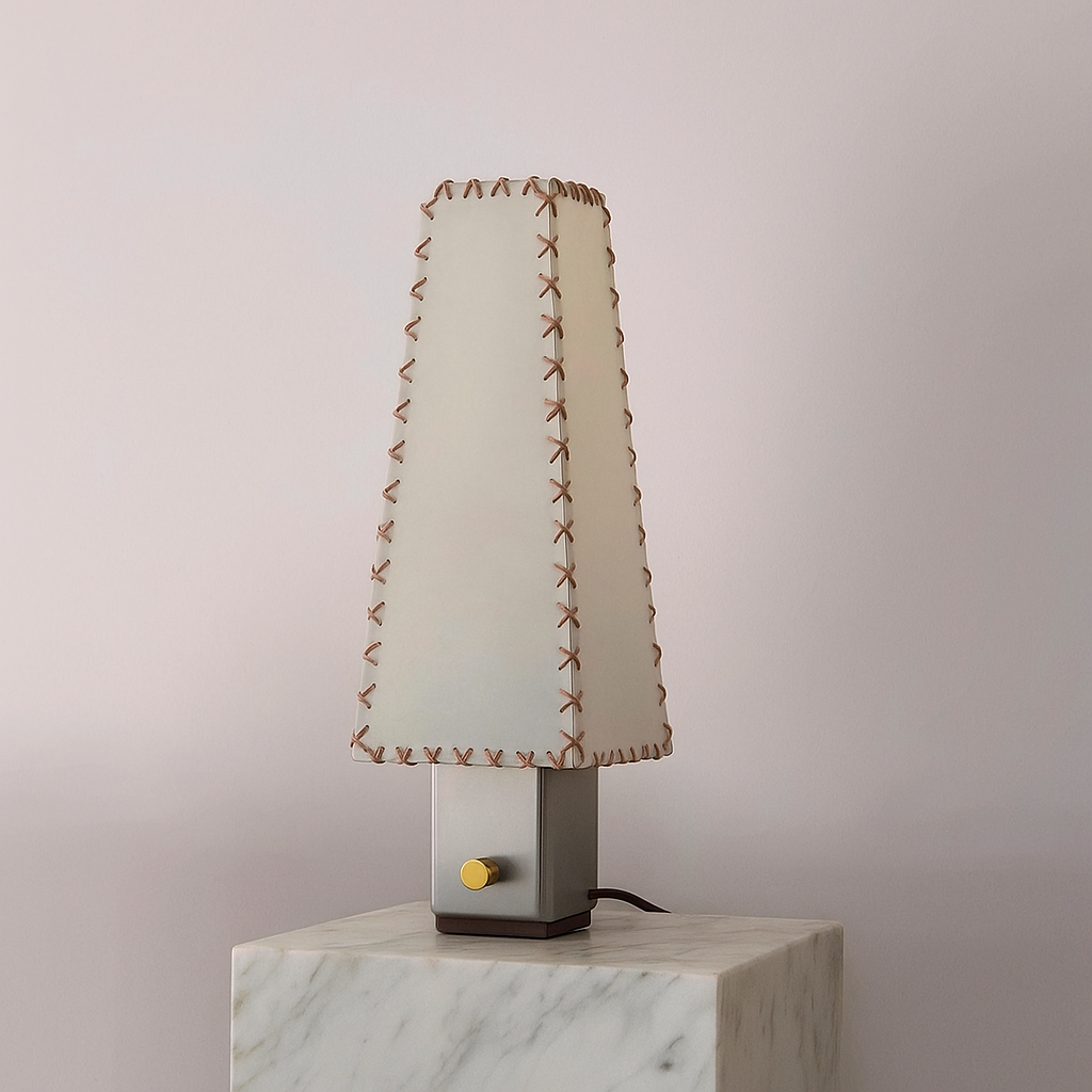 Table Lamp Parchment Shade 19.7 in Warm White Bedroom Living Room Japandi Minimalist Bedside Lighting | Thomler