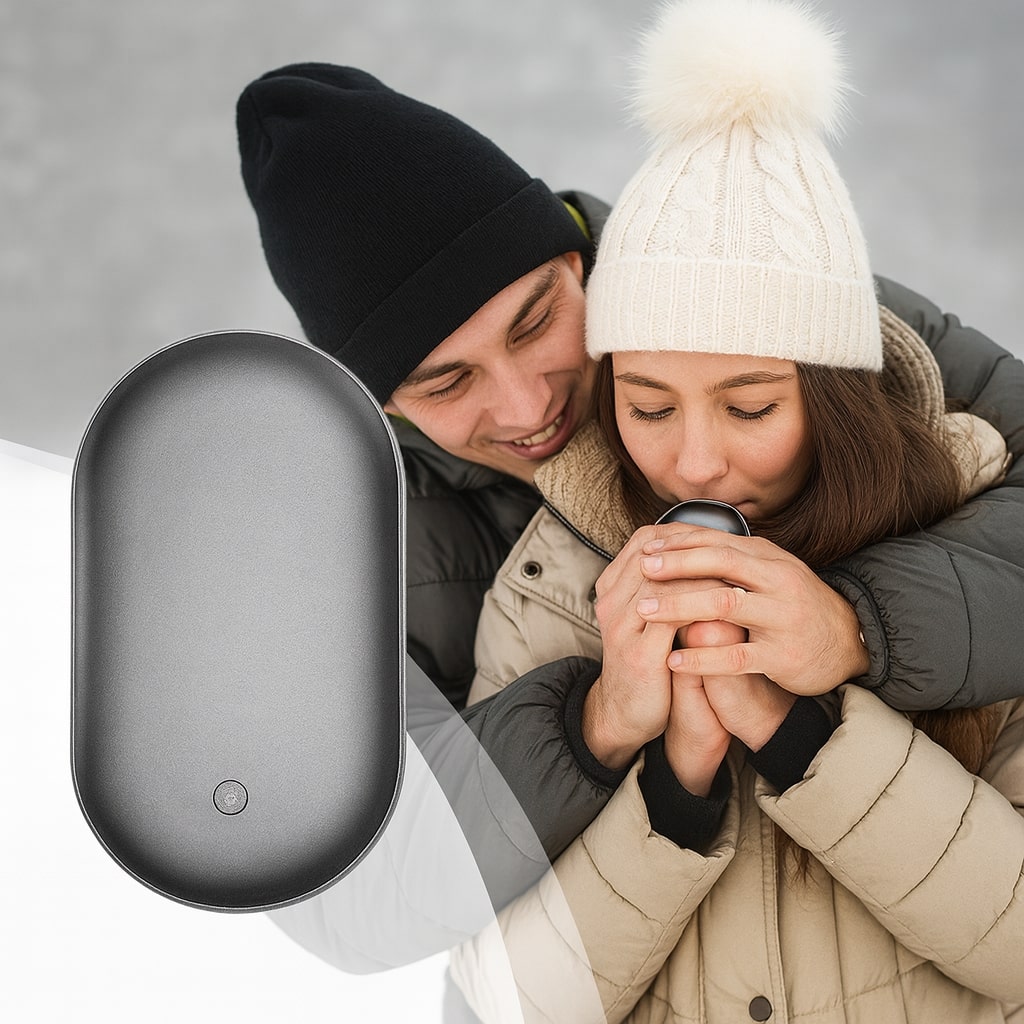 Rechargeable Hand Warmer with Power Bank – Dual-Sided Heat, 3 Temperature Settings, USB Charging for iPhone & Android | Thomler