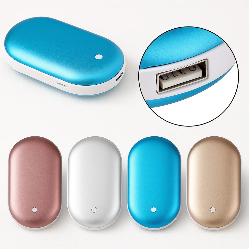 Rechargeable Hand Warmer with Power Bank – Dual-Sided Heat, 3 Temperature Settings, USB Charging for iPhone & Android | Thomler