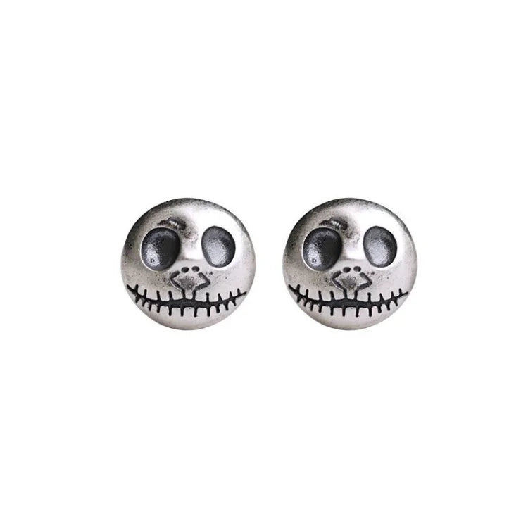 Gothic Skull Earrings with Pumpkin Design in Authentic Sterling Silver for Halloween & Everyday Edgy Style | Thomler
