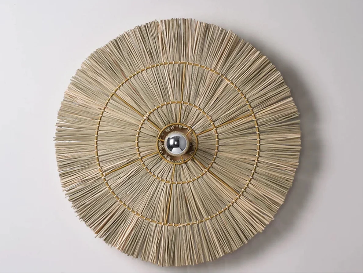 Wall Lamp Rattan 15.7 in 23.6 in 31.5 in Brown Bedroom Living Room Decorative Lighting Fixture Boho Natural Woven | Thomler