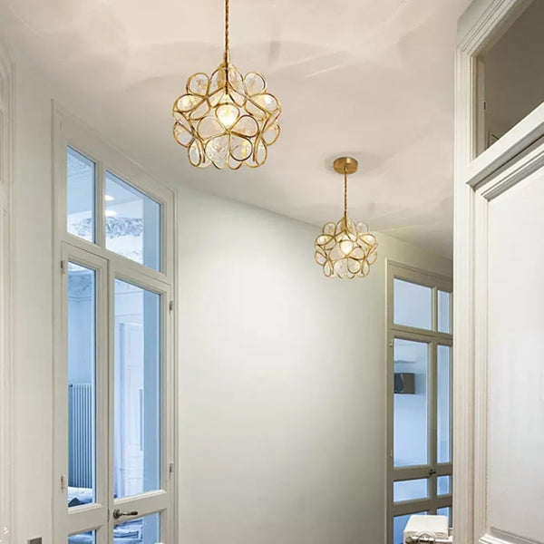 Pendant Light Glass Brass E27 Gold Dining Room Bedroom Hanging Ceiling Lamp Adjustable 150.0 cm Cord Vintage Style | Thomler