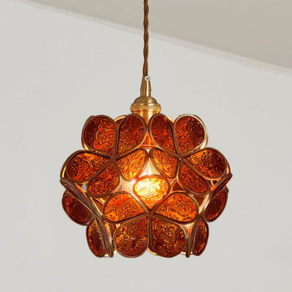 Pendant Light Glass Brass E27 Gold Dining Room Bedroom Hanging Ceiling Lamp Adjustable 150.0 cm Cord Vintage Style | Thomler