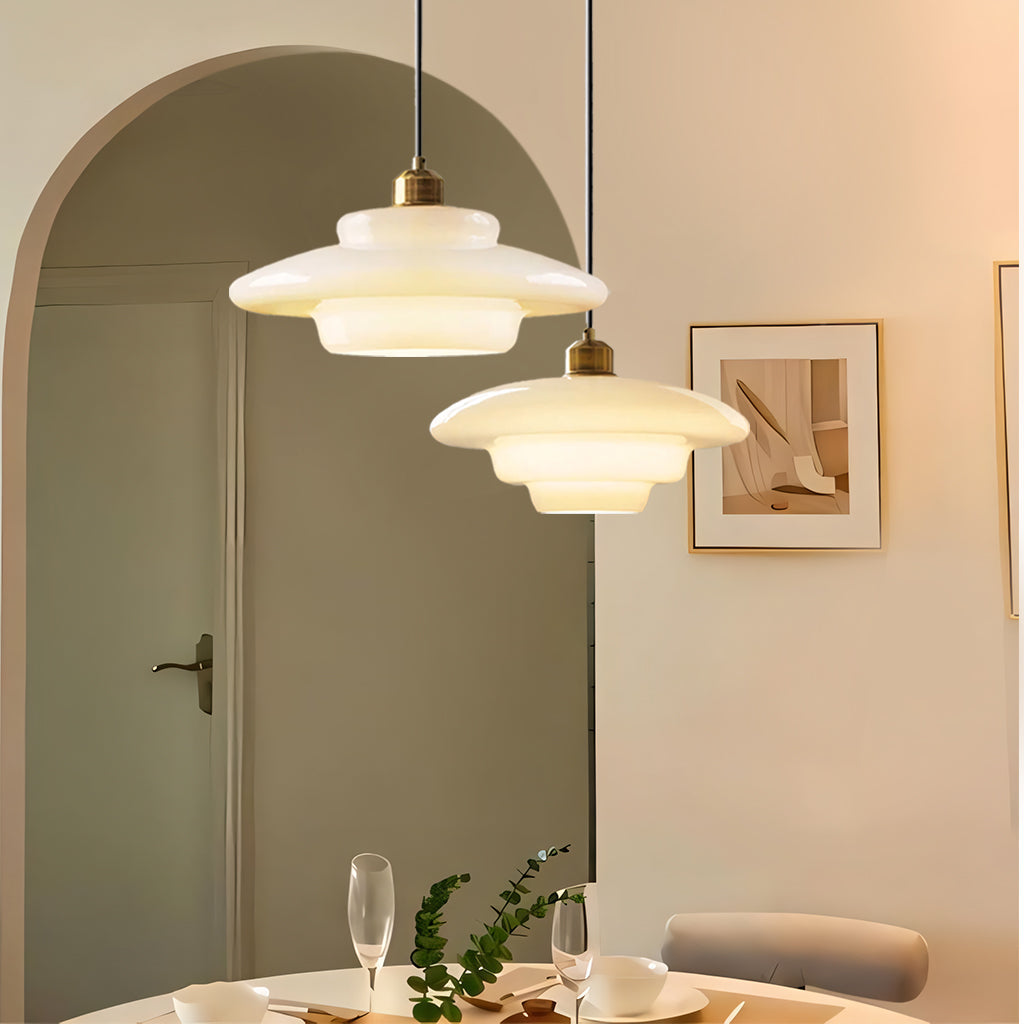 Pendant Light Glass 12.6 in Adjustable Art Deco Dining Room Kitchen Island Hanging Ceiling Lamp | Thomler