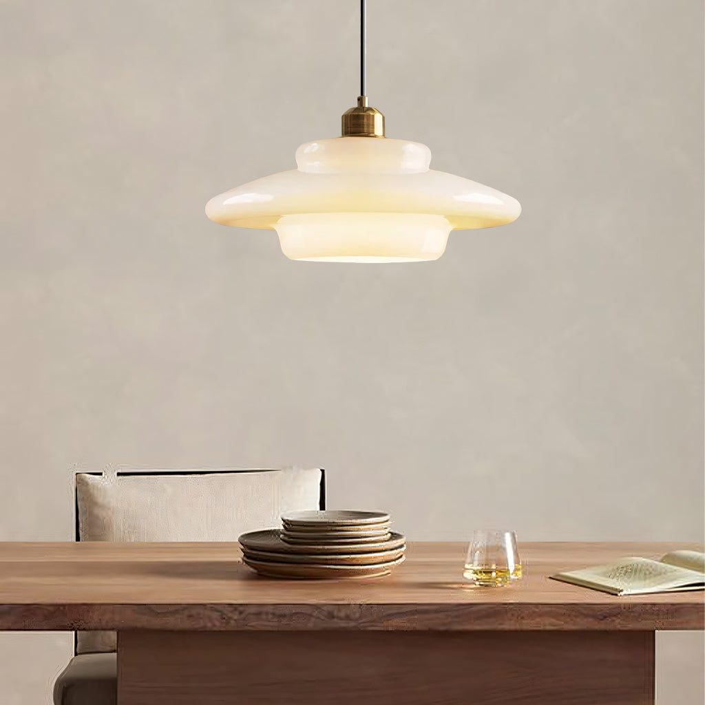 Pendant Light Glass 12.6 in Adjustable Art Deco Dining Room Kitchen Island Hanging Ceiling Lamp | Thomler