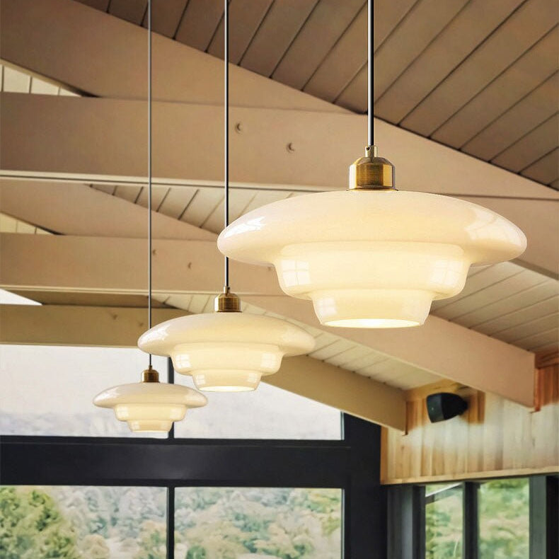 Pendant Light Glass 12.6 in Adjustable Art Deco Dining Room Kitchen Island Hanging Ceiling Lamp | Thomler