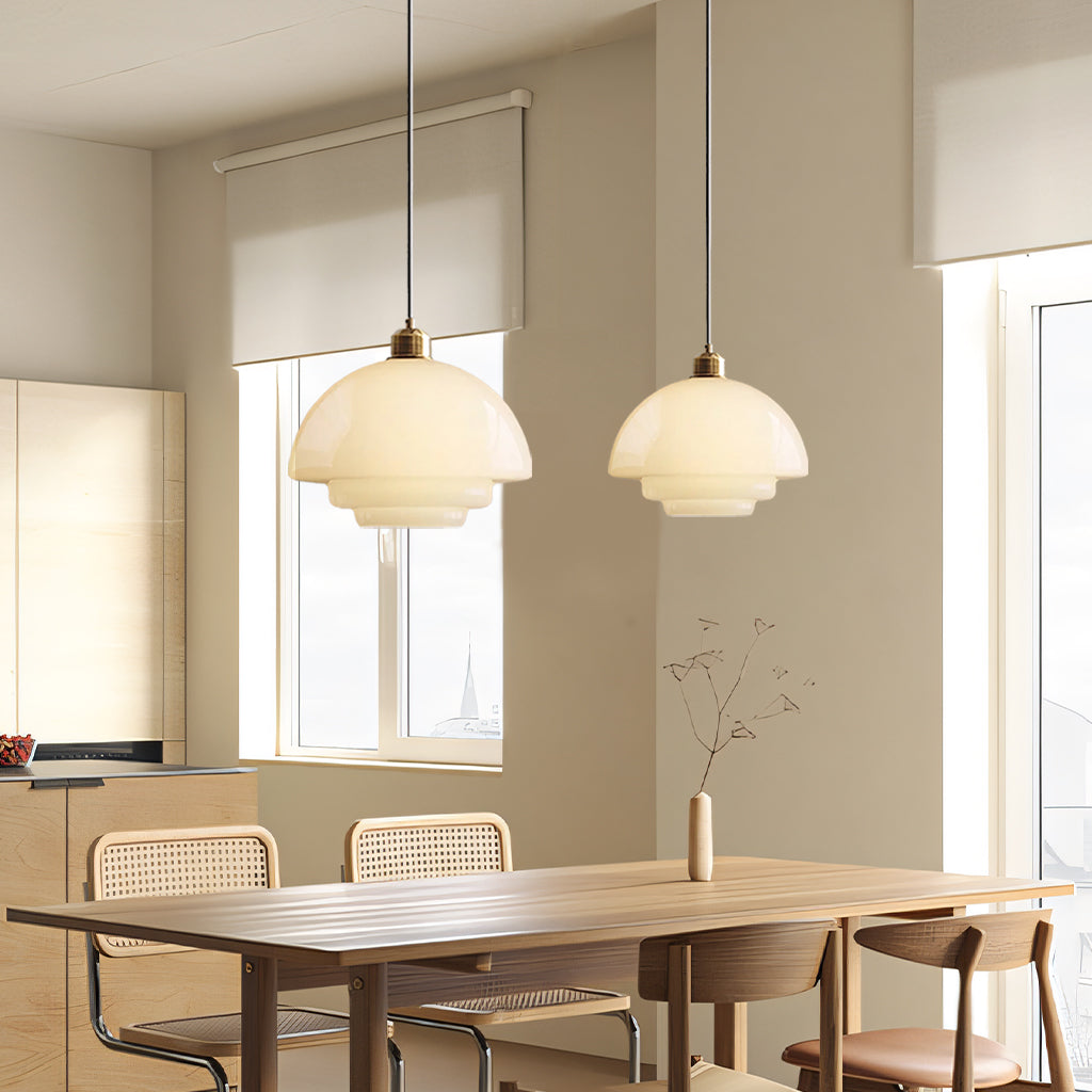 Pendant Light Glass 12.6 in Adjustable Art Deco Dining Room Kitchen Island Hanging Ceiling Lamp | Thomler