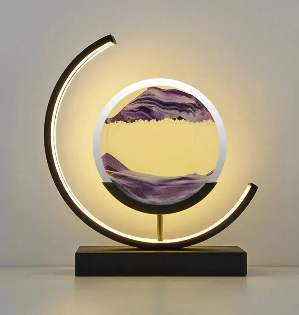 Illuminated Sand Art Table Lamp with Dual Color Glow for Bedroom Nightstand Desk Home Office Living Room Ambient Lighting Decor | Thomler