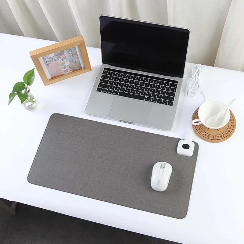Warming Desk Mat with Thermostat Control & Quilted Linen-Look Surface for Home Office & Workspace | Thomler