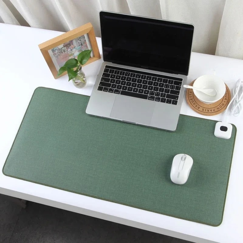 Warming Desk Mat with Thermostat Control & Quilted Linen-Look Surface for Home Office & Workspace | Thomler