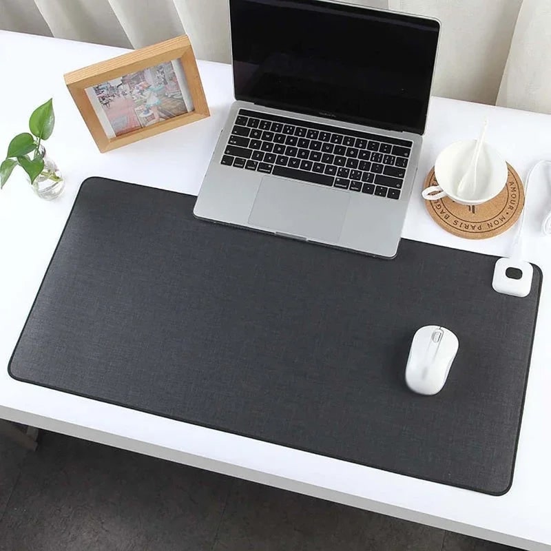 Warming Desk Mat with Thermostat Control & Quilted Linen-Look Surface for Home Office & Workspace | Thomler