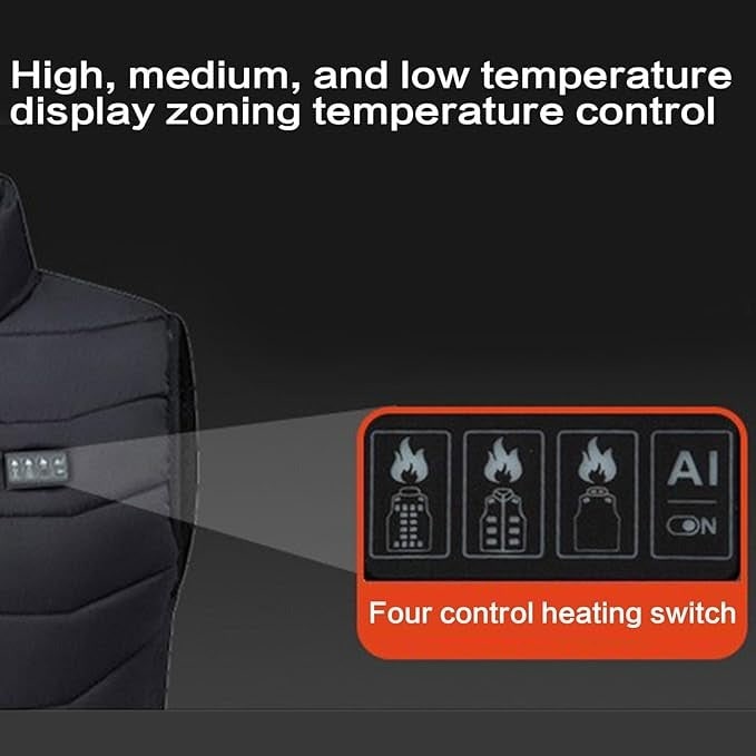 Battery-Powered Heating Vest with Chest Controls, Quilted Shell & Multi-Zone Warmth | Thomler