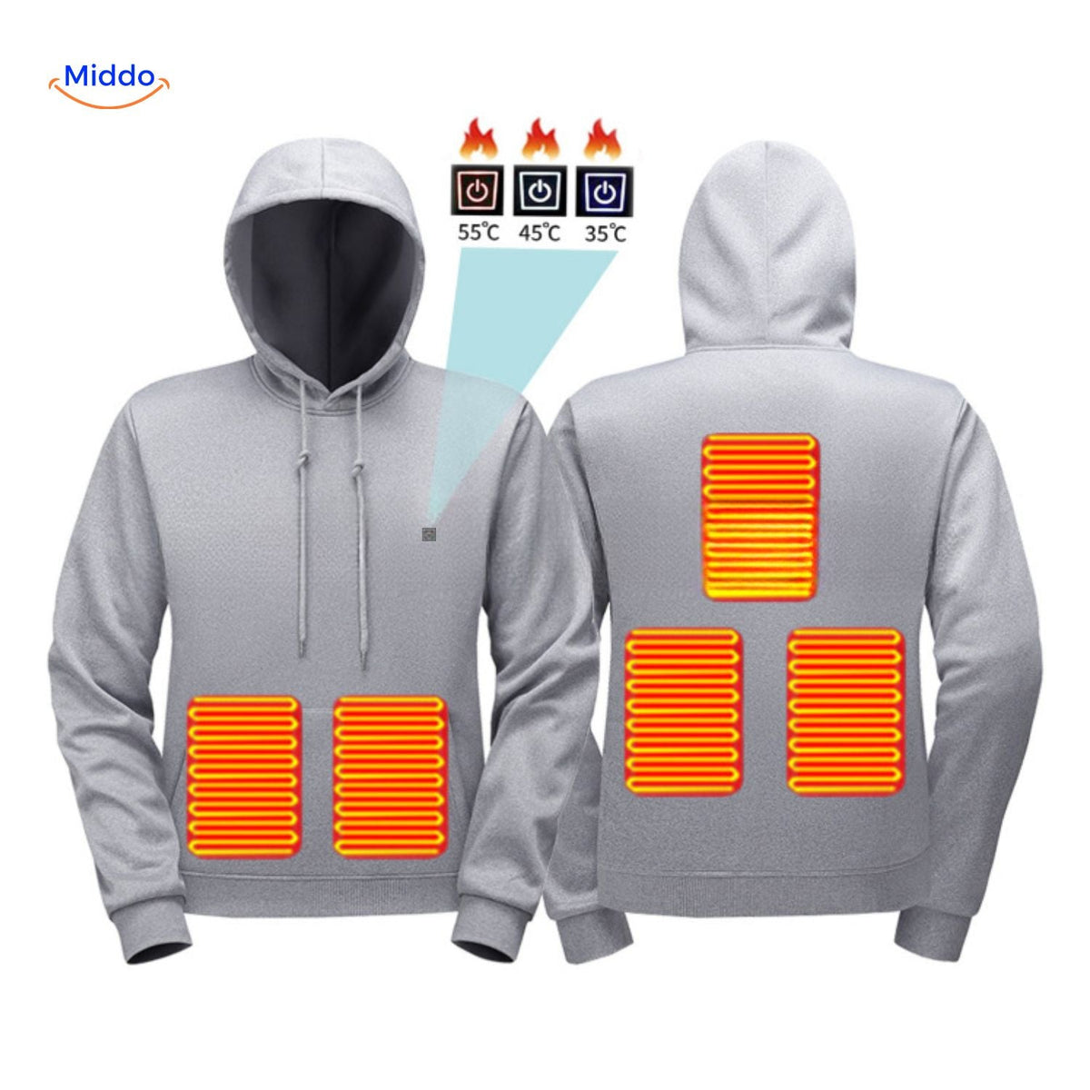 USB Heated Hoodie – Adjustable Warmth Control, Machine Washable, Soft Fleece Pullover for Cold Weather | Thomler