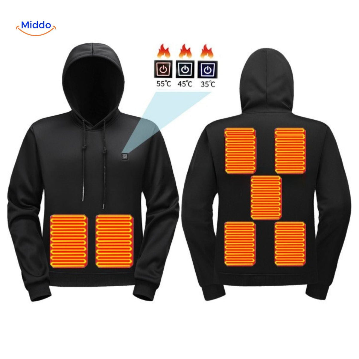 USB Heated Hoodie – Adjustable Warmth Control, Machine Washable, Soft Fleece Pullover for Cold Weather | Thomler