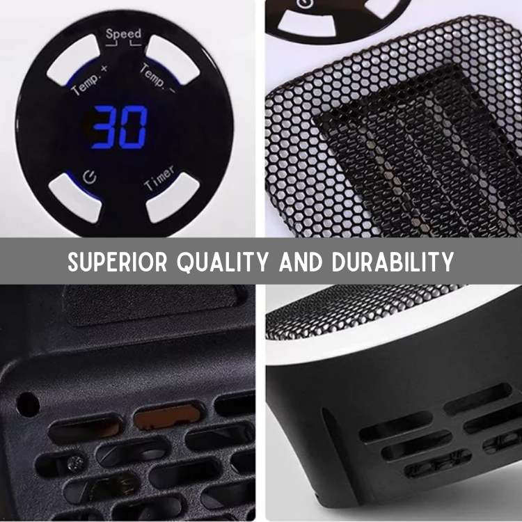 Space Heater Ceramic 32.0 m² White Indoor Bathroom Bedroom Office Portable Fan Heater Remote Timer | Thomler