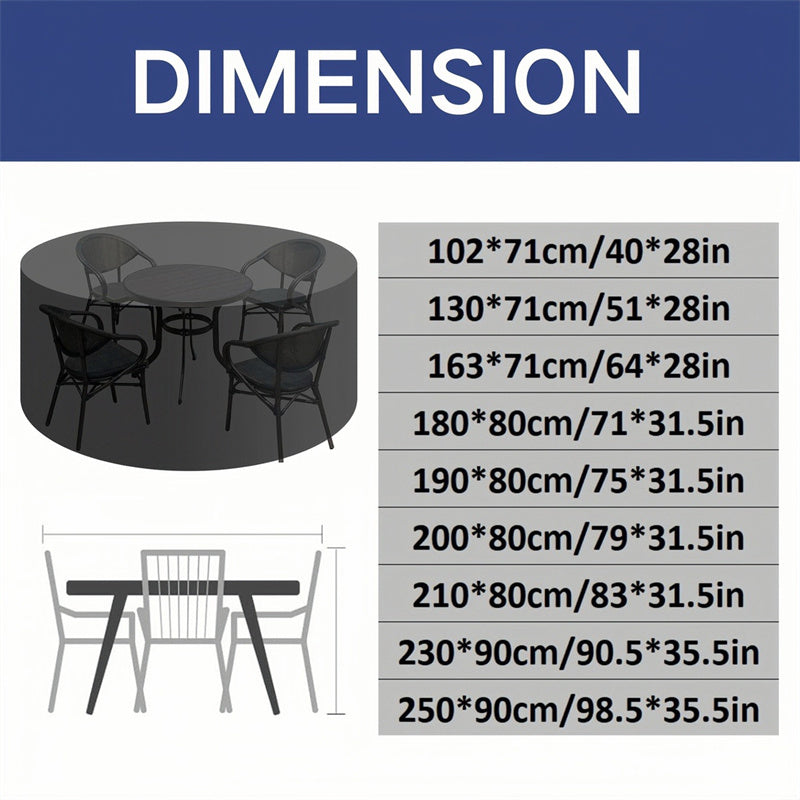 Weatherproof Circular Patio Table Cover with Ventilation – 600D Oxford Fabric, Adjustable Drawstring, UV-Resistant Protection for Round | Thomler