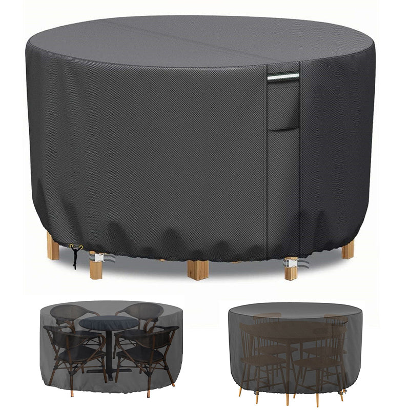 Weatherproof Circular Patio Table Cover with Ventilation – 600D Oxford Fabric, Adjustable Drawstring, UV-Resistant Protection for Round | Thomler