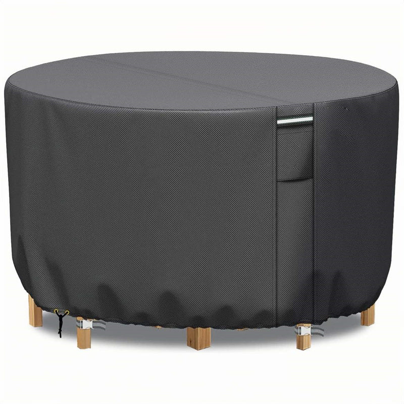 Weatherproof Circular Patio Table Cover with Ventilation – 600D Oxford Fabric, Adjustable Drawstring, UV-Resistant Protection for Round | Thomler