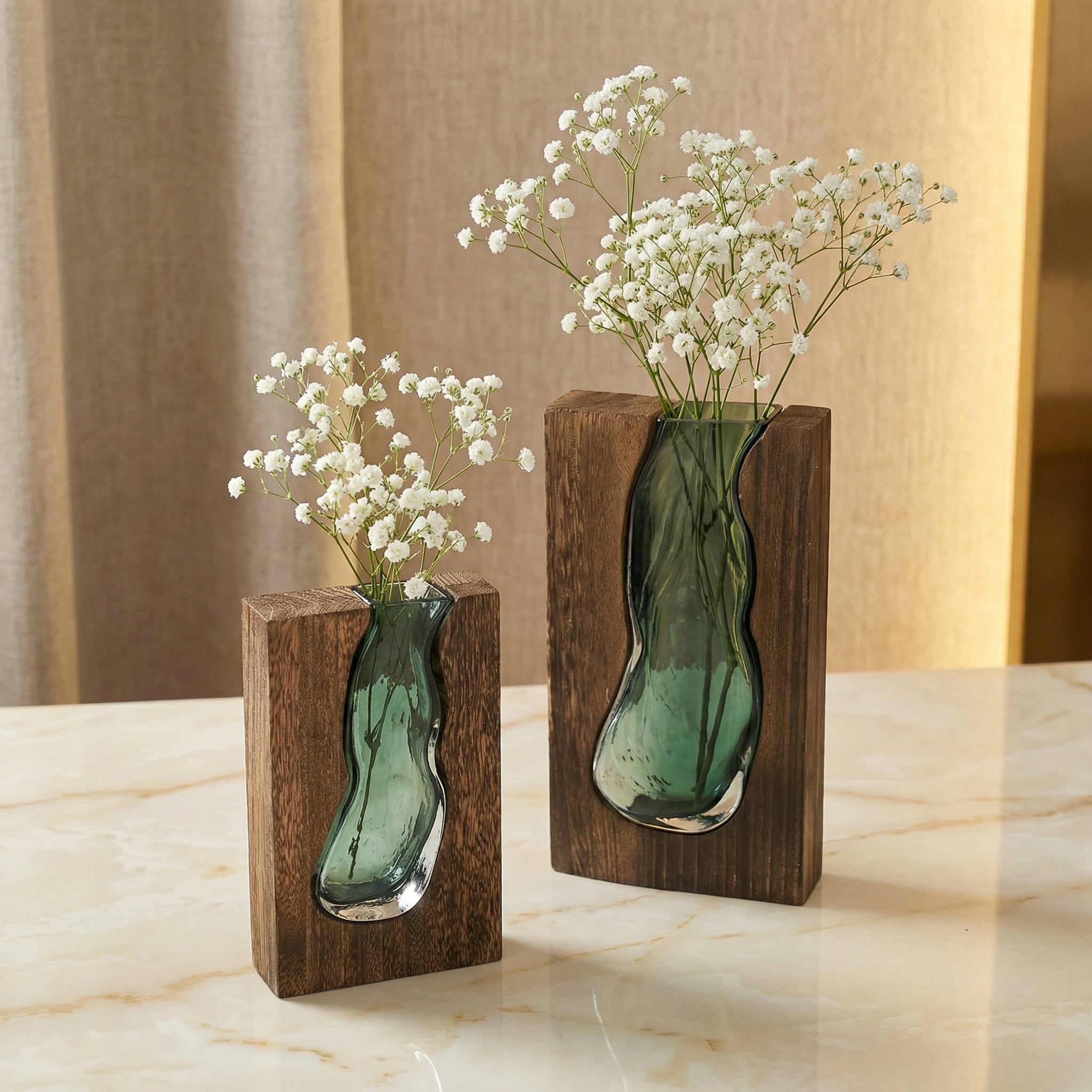 Table Vase Glass Live Edge 12 in Rustic Home Decor Centerpiece Decorative Accent | Thomler
